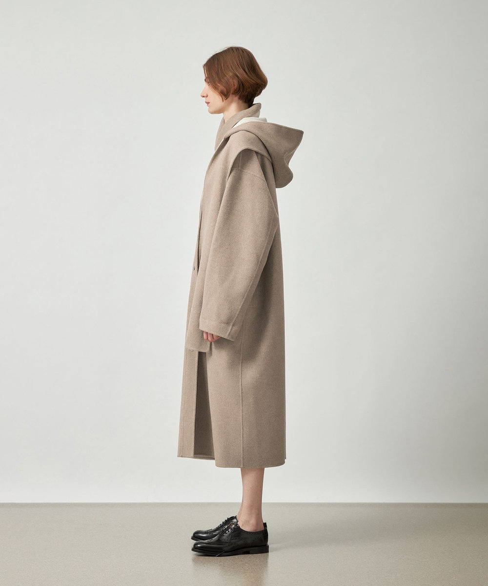 DÉPAREILLÉ DOUBLE FACE BEAVER HOODED COAT / ダブルフェイスビーバーフーデッドコート ベージュ