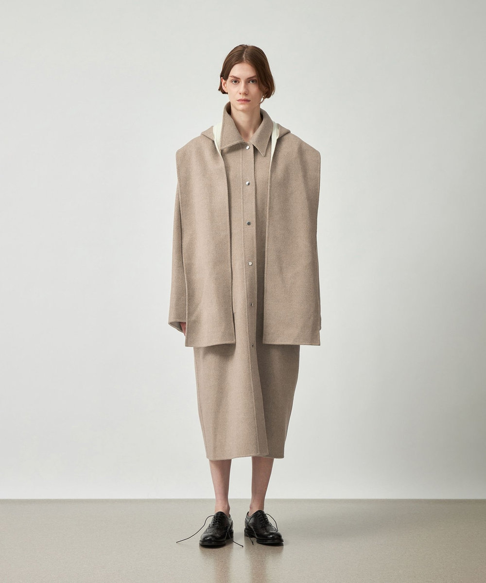 DÉPAREILLÉ DOUBLE FACE BEAVER HOODED COAT / ダブルフェイスビーバーフーデッドコート ベージュ