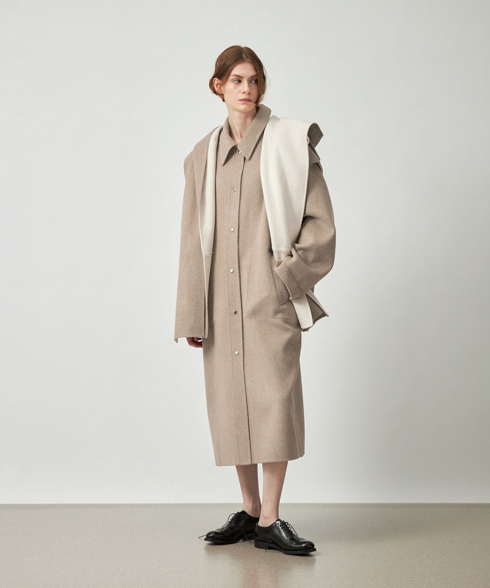 DÉPAREILLÉ DOUBLE FACE BEAVER HOODED COAT / ダブルフェイスビーバーフーデッドコート ベージュ