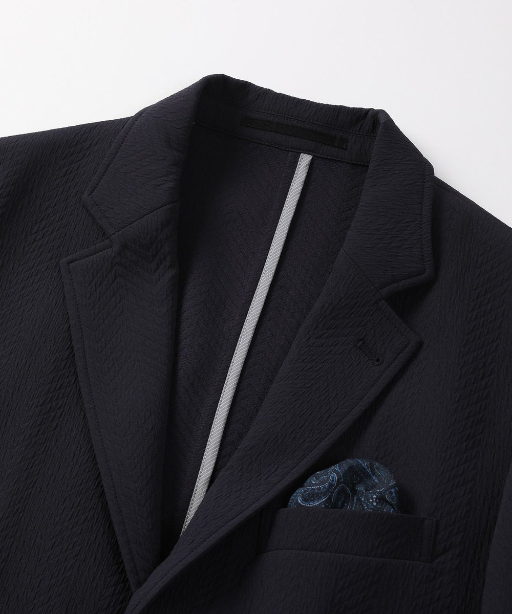 MEN'S BIGI ヘリンボーンストレッチジャケット ネイビー