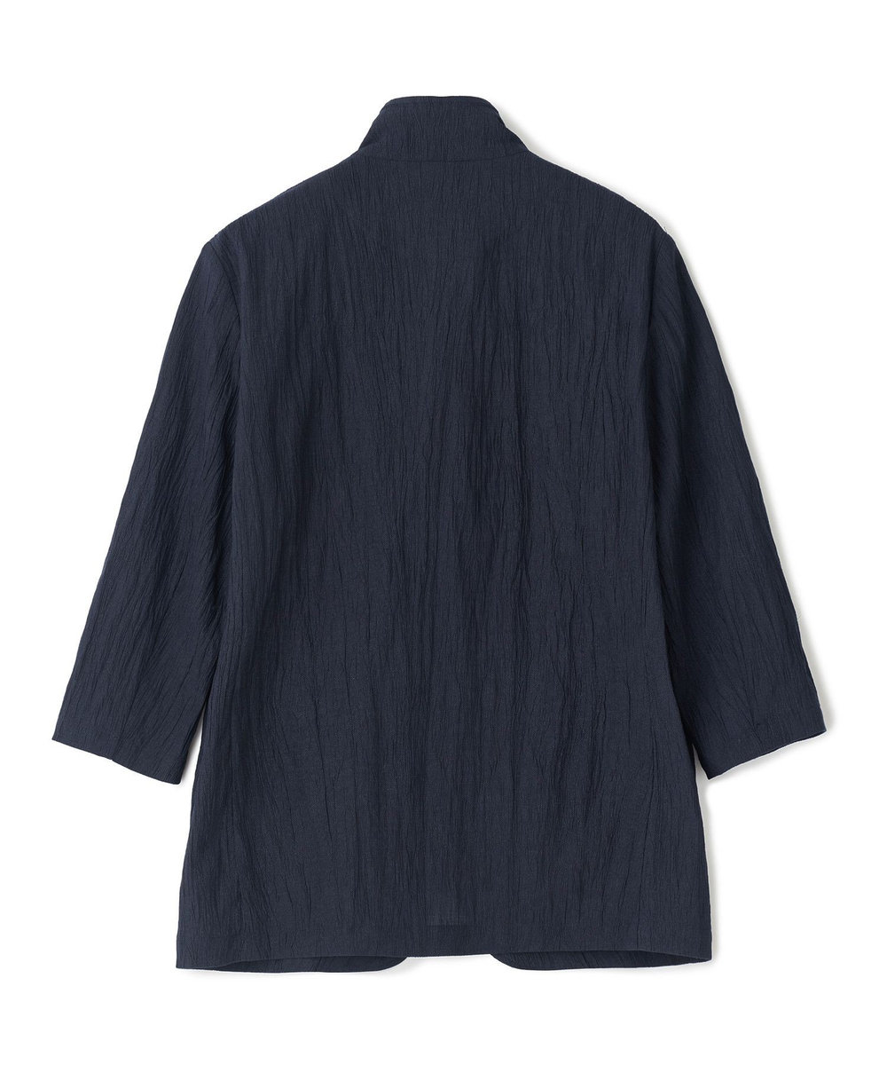 MEN'S BIGI トリコットプリントワッシャー 七分袖カットジャケット ネイビー