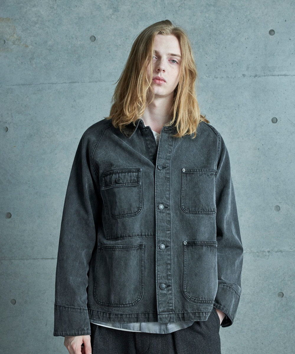MEN'S BIGI デニムカバーオールジャケット ブラック