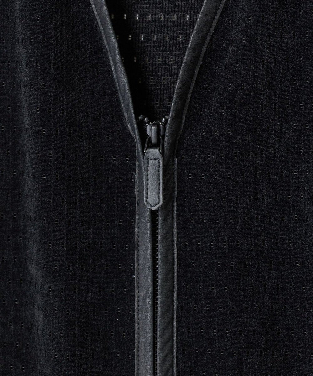 MEN'S BIGI シアーメッシュスエード ジップカーディガン＜通気性＞＜ストレッチ＞ ブラック
