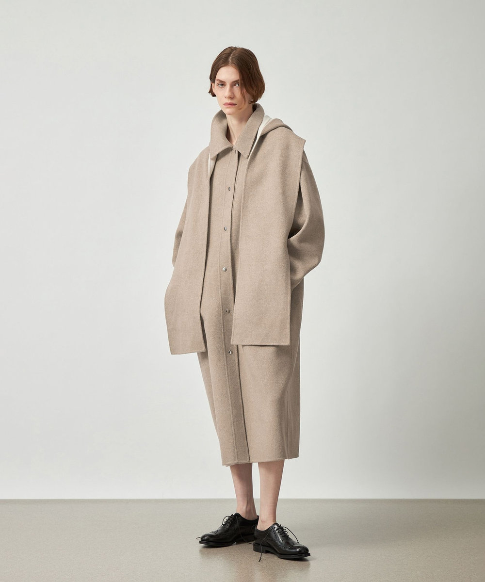 DÉPAREILLÉ DOUBLE FACE BEAVER HOODED COAT / ダブルフェイスビーバーフーデッドコート ベージュ