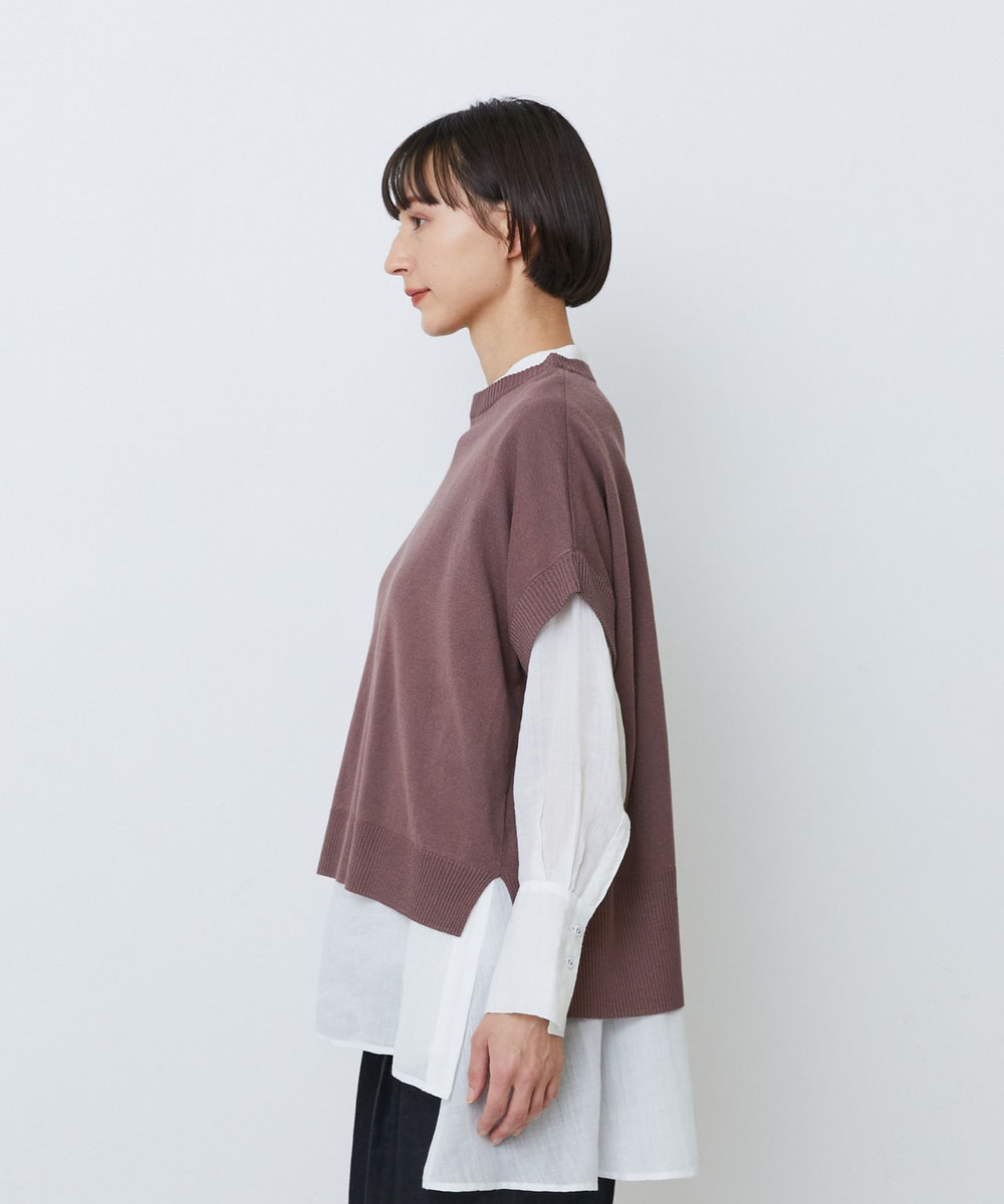 LOISIR 和紙コットン天竺プルオーバー ブラウン