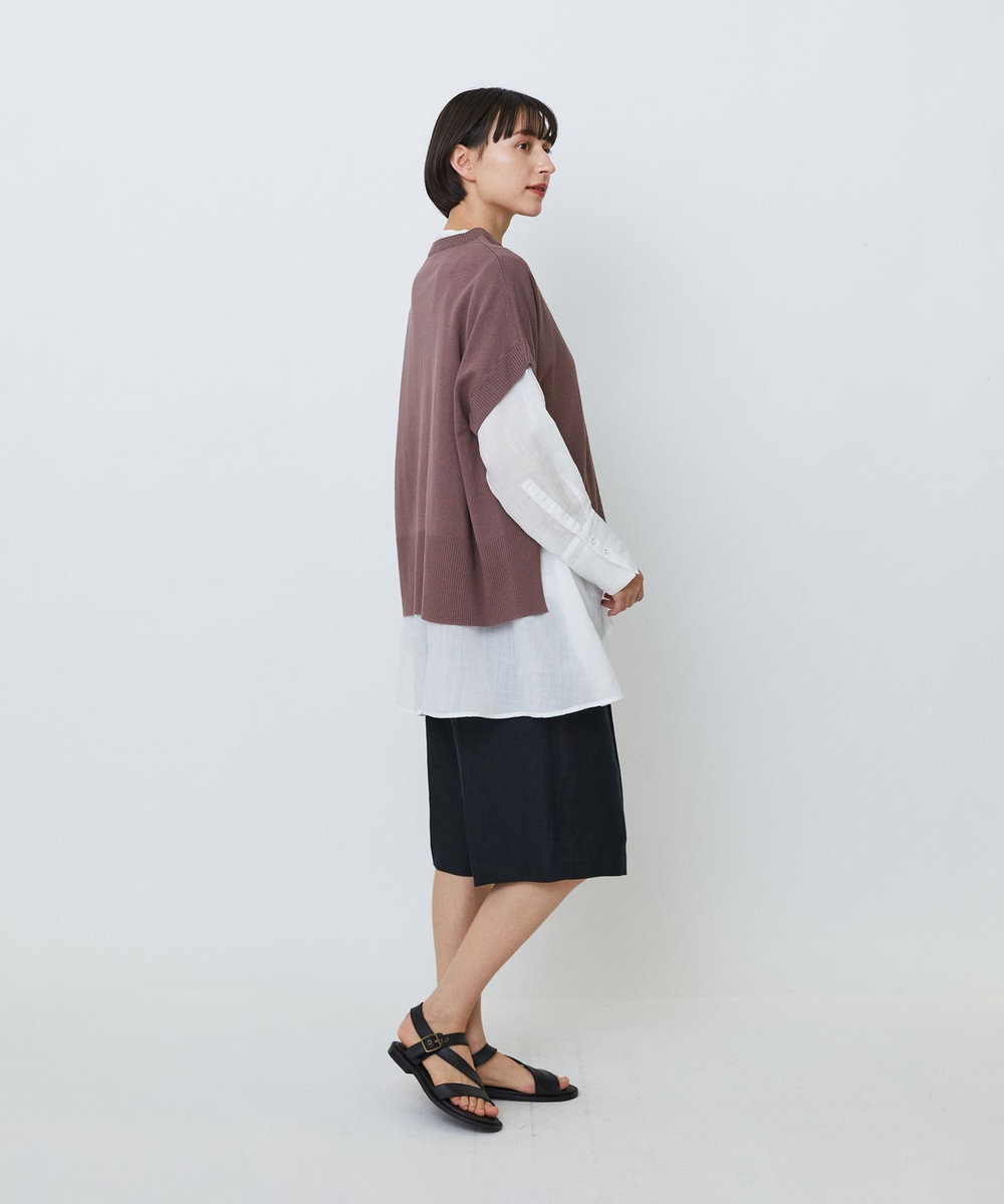 LOISIR 和紙コットン天竺プルオーバー ブラウン
