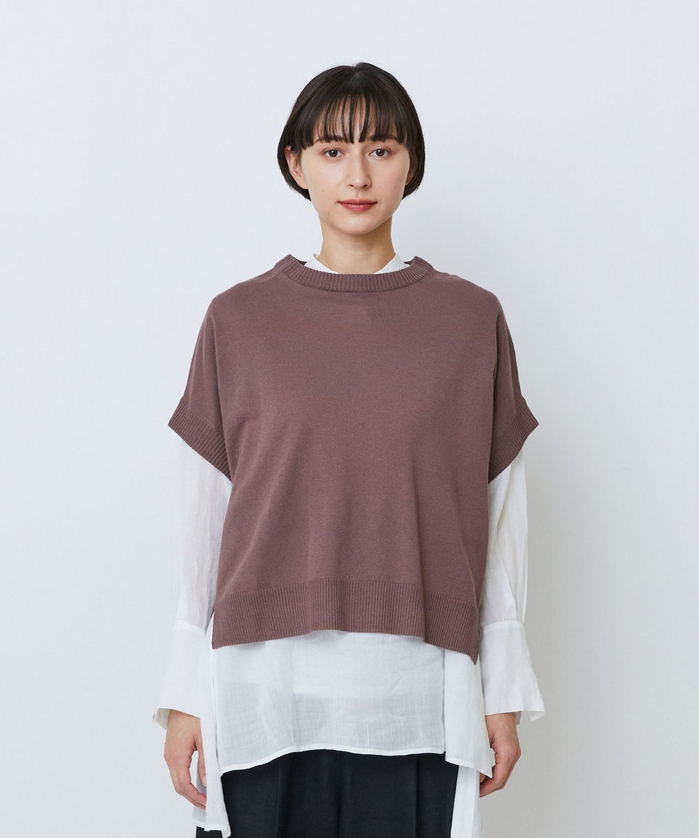 LOISIR 和紙コットン天竺プルオーバー ブラウン