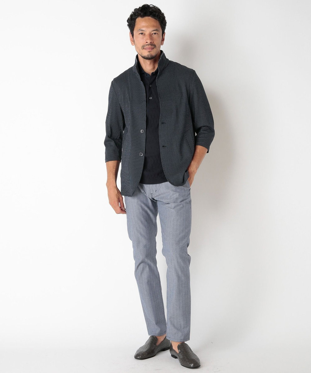 MEN'S BIGI ＜ON/OFF兼用＞シャドーヘリンボーンストレッチパンツ ブルー系その他