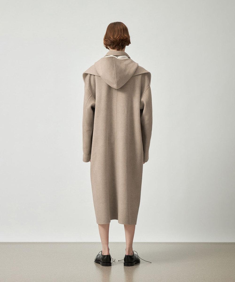 DÉPAREILLÉ DOUBLE FACE BEAVER HOODED COAT / ダブルフェイスビーバーフーデッドコート ベージュ