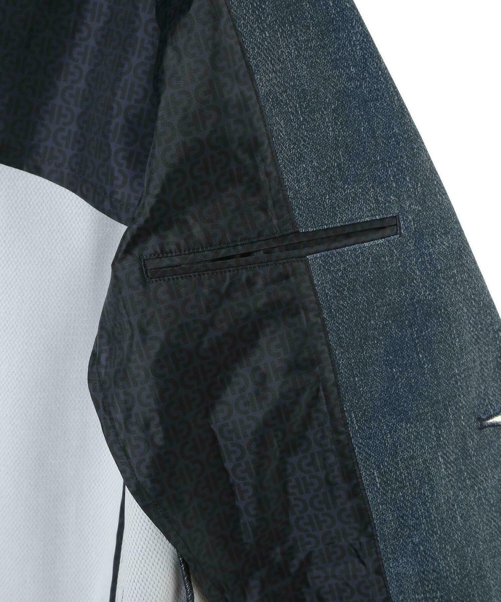 MEN'S BIGI 【COLE HAAN/コール ハーン】別注 トリコットメッシュデニムプリントジャケット＜吸水速乾/EASY CARE＞ ブルー