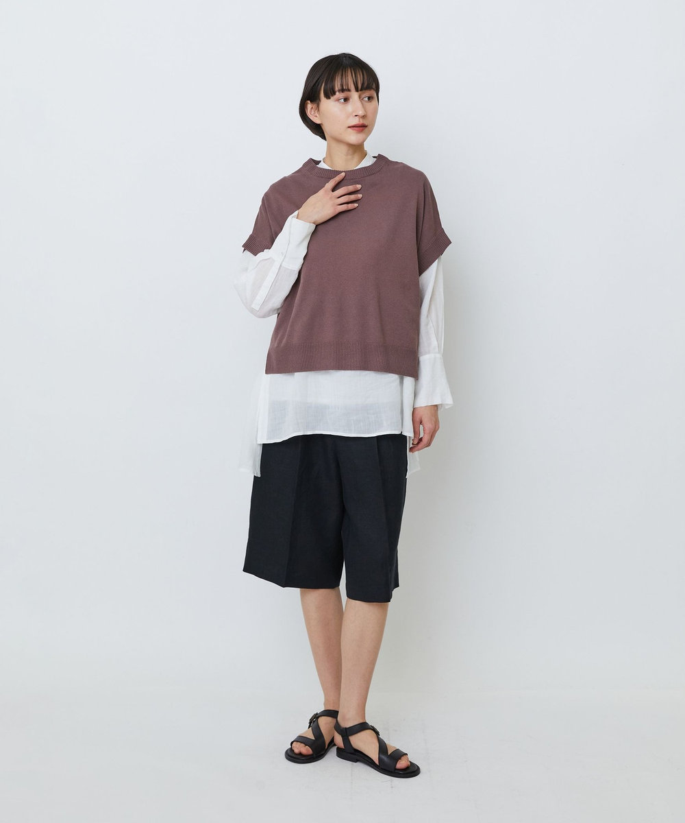 LOISIR 和紙コットン天竺プルオーバー ブラウン