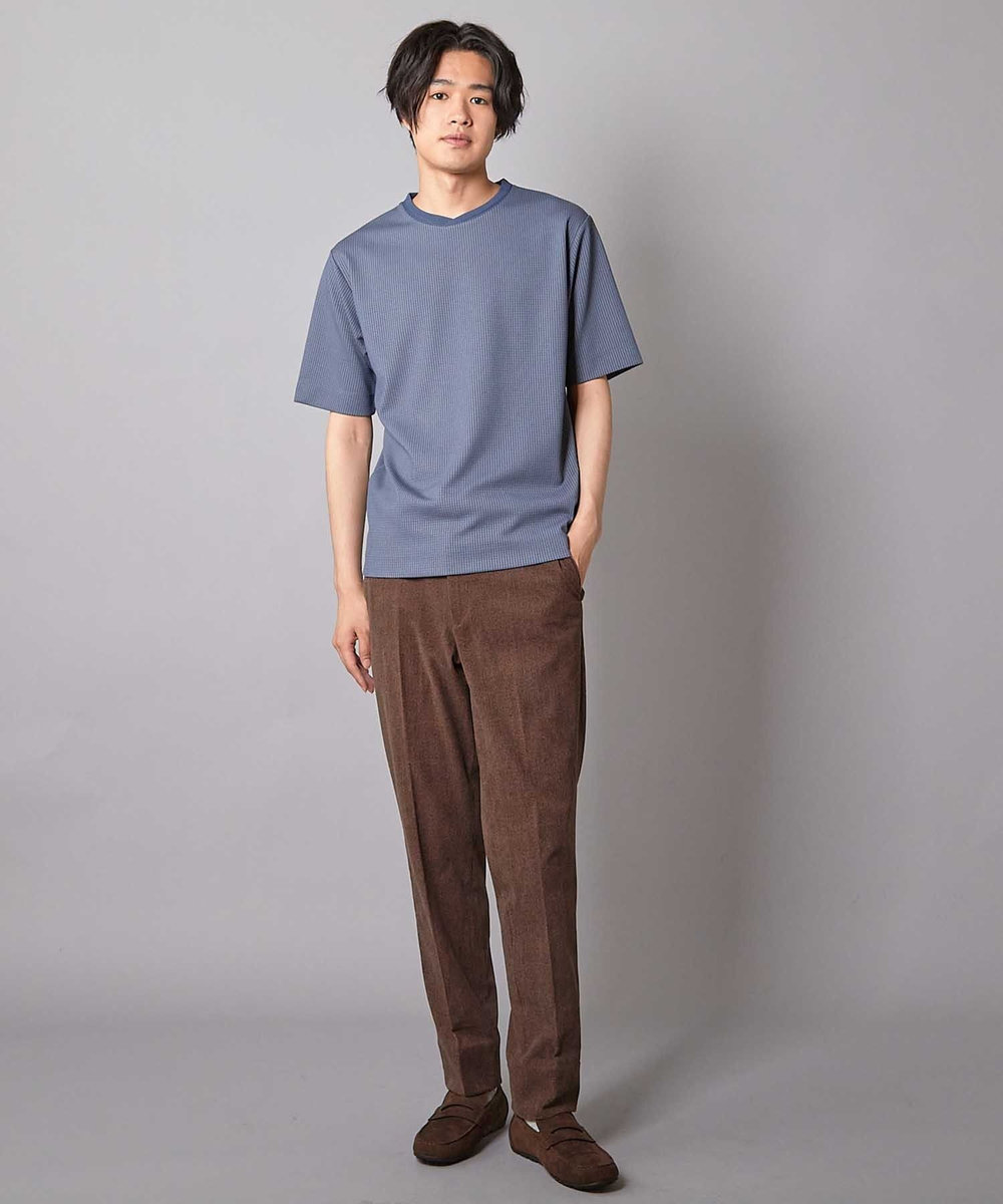 UNION STATION ジャガードストライプTシャツ ブルー
