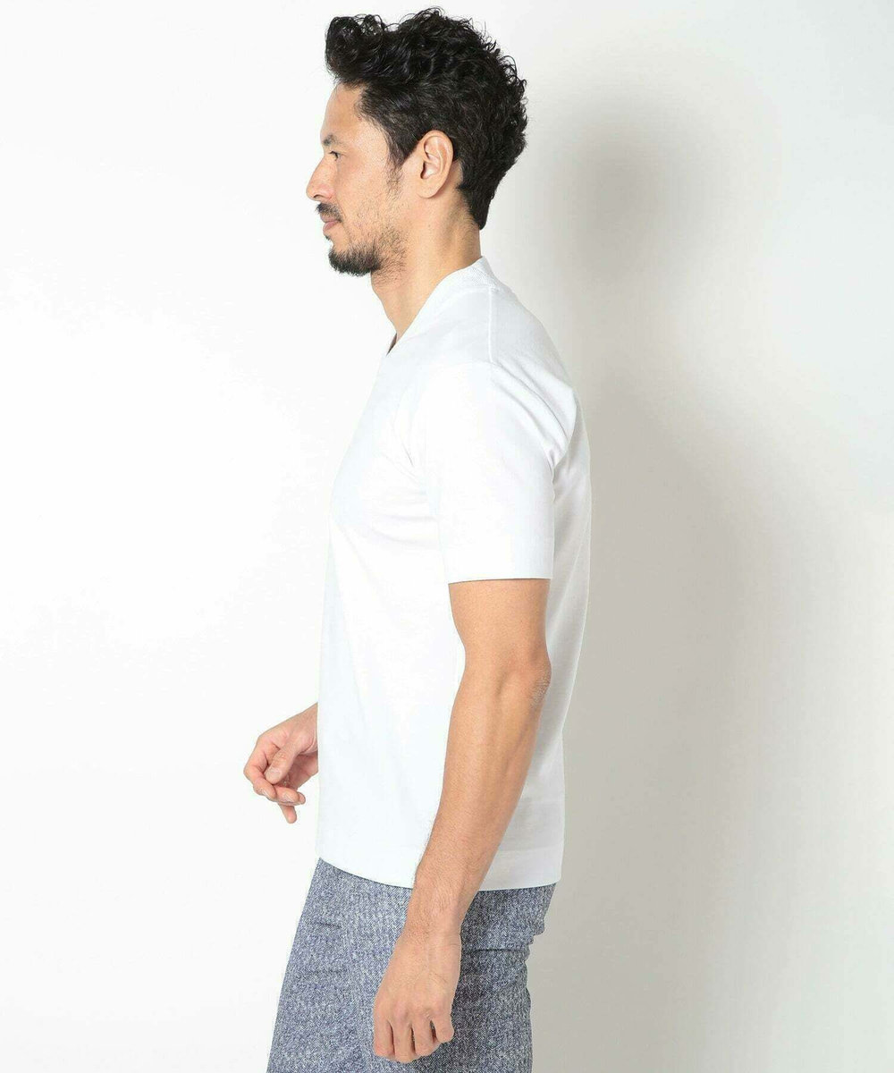 MEN'S BIGI 【ACTIVE TAILOR/アクティブテイラー】シルケットスムースVネックTシャツ＜接触冷感 / UVカット＞ ホワイト