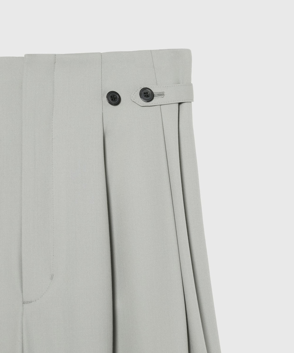 DÉPAREILLÉ WOOL NYLON GABARDINE WAIST BELT PANTS / ウールナイロンギャバジンウエストベルトパンツ グレイッシュベージュ