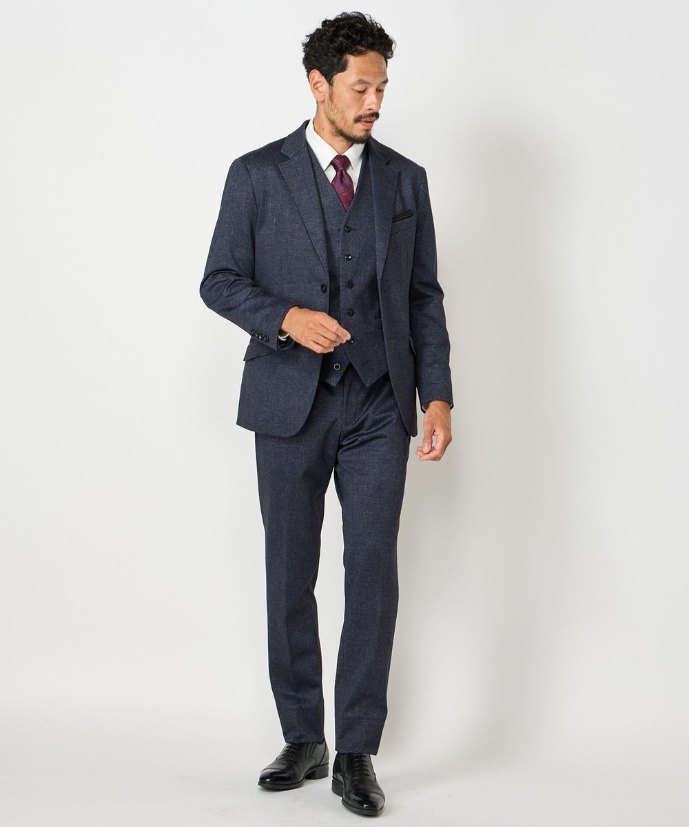 MEN'S BIGI 【ACTIVE TAILOR】エクストラTRジャージプリントベスト＜スリーピース対応＞ ネイビー