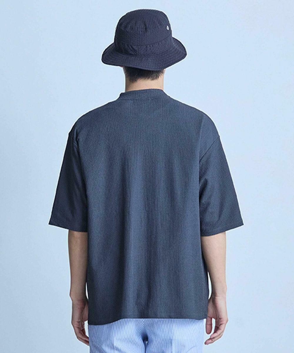 UNION STATION 【WEB限定】シア―5分袖ボタンレスカーディガン＜ストレッチ・ハンドウォッシャブル・接触冷感・通気性＞ チャコールグレー