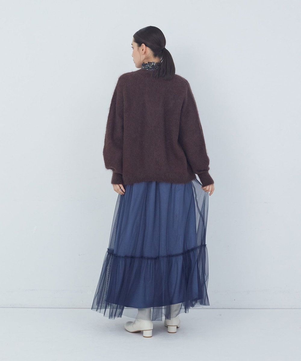 ADIEU TRISTESSE モヘヤラム起毛片畦カーディガン ブラウン
