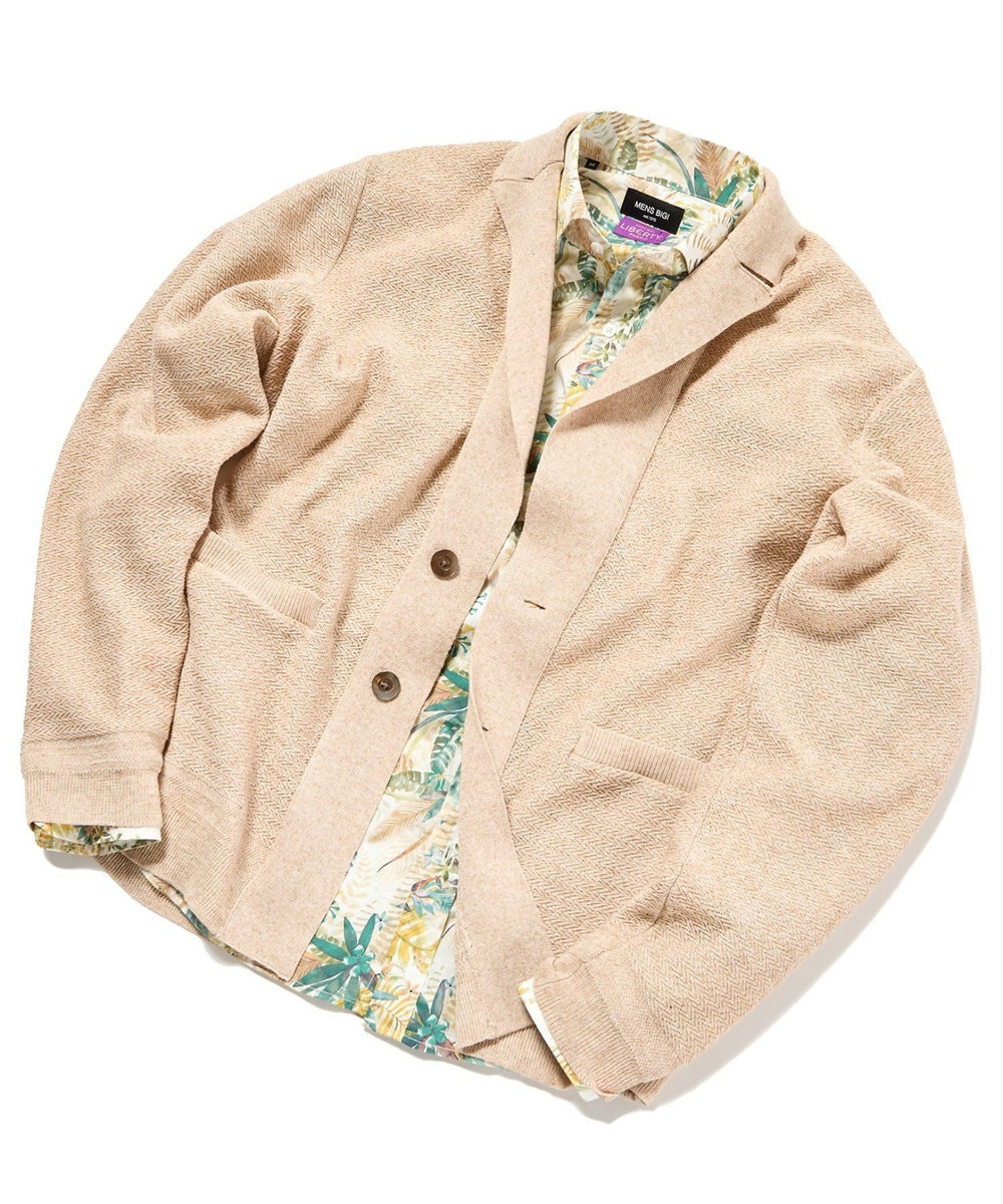 MEN'S BIGI ジャケットデザインニット ベージュ