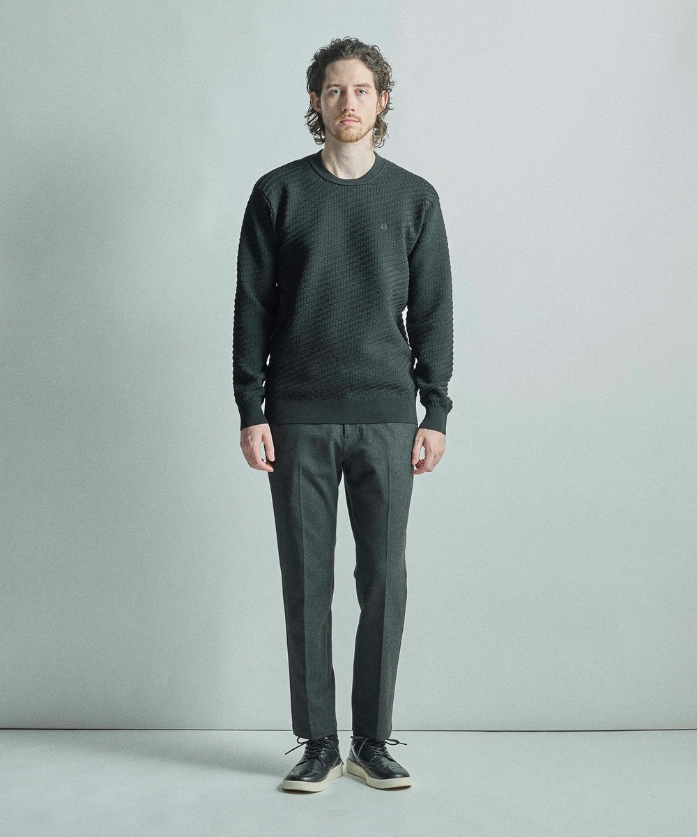 MEN'S BIGI 【COLE HAAN/コール ハーン】別注ブリスタージャガードハイゲージニットTEE＜マシンウォッシャブル＞ ブラック
