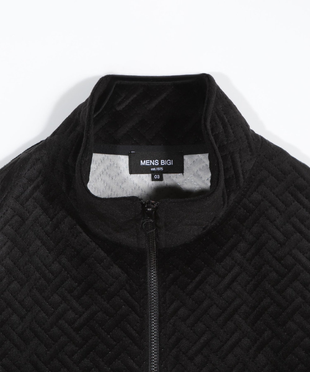 MEN'S BIGI ベロアキルトステッチブルゾン ブラック
