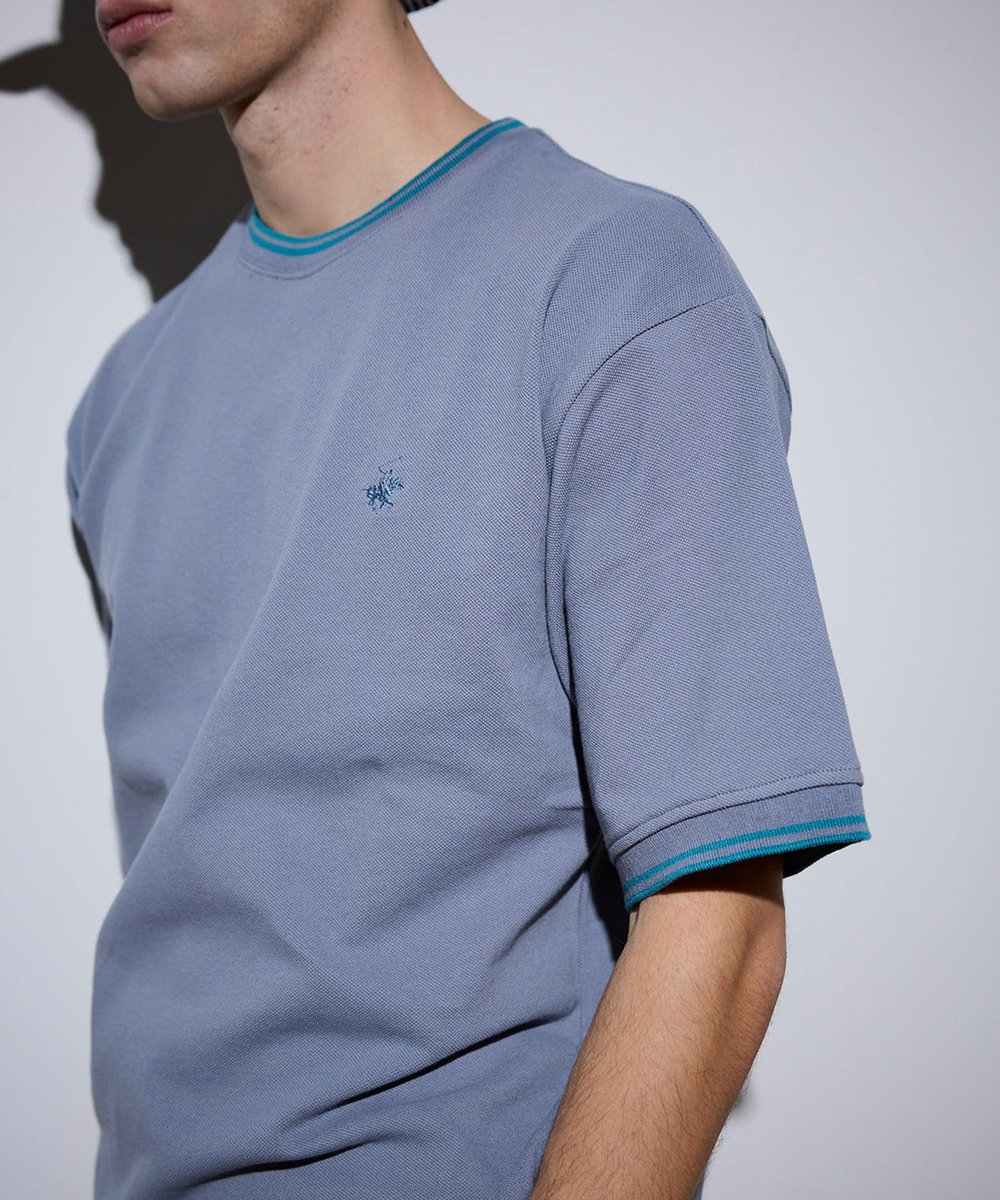 UNION STATION 【BEVERLY HILLS POLO CLUB】別注 コットンロゴ刺繍T サックスブルー