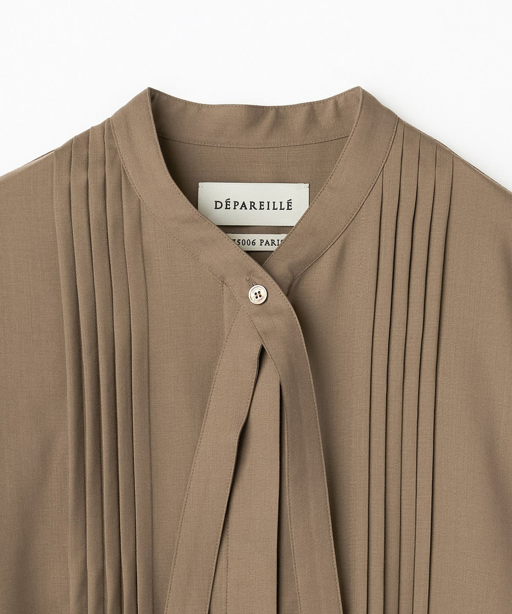 DÉPAREILLÉ WASHABLE WOOL BOW SHIRT / ウォッシャブルウールボウシャツ ベージュ