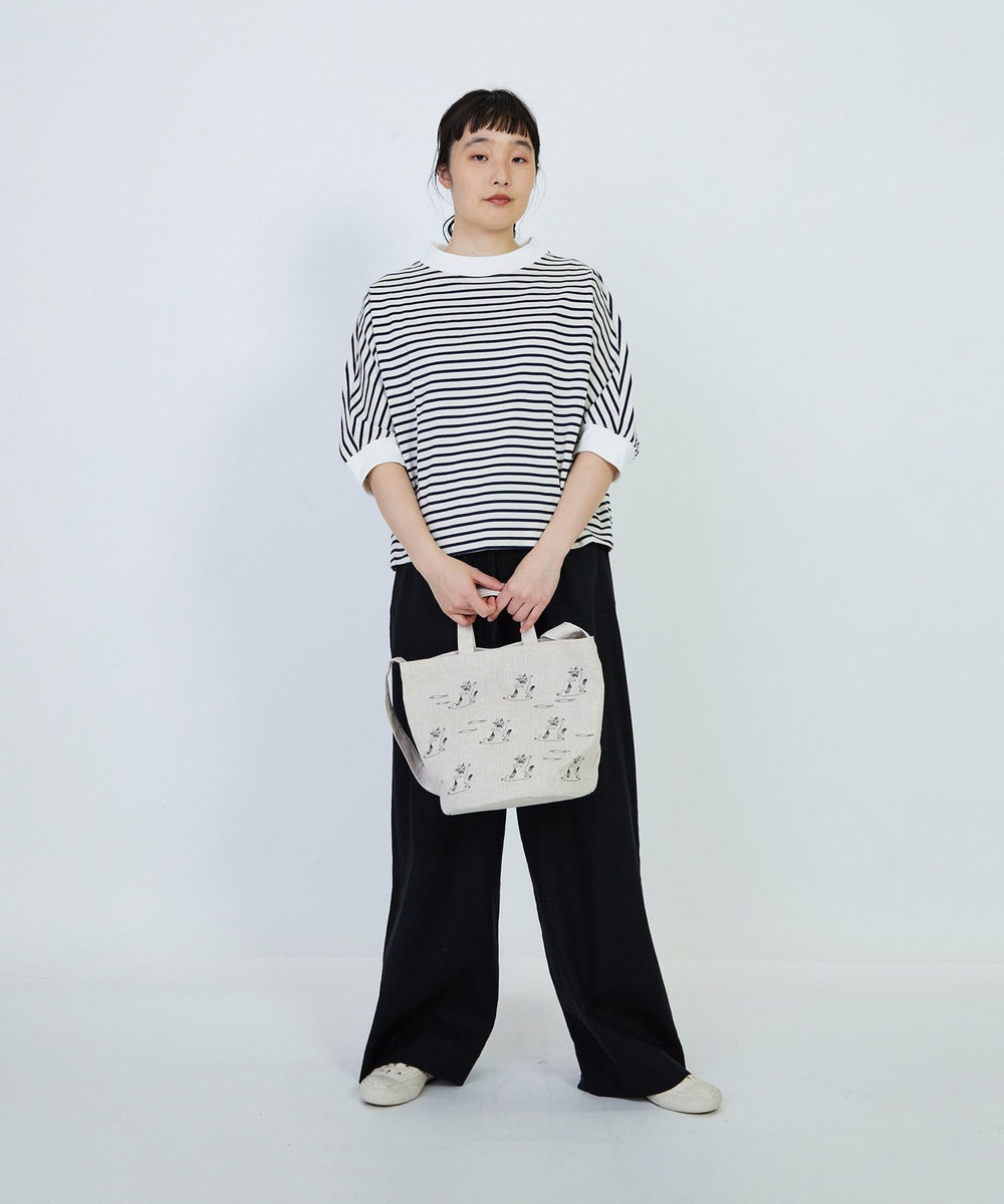 LOISIR 【アーティストコラボ】LOISIR×TORANEKOBONBONCATエンブロイダリーseauバッグ ベージュ