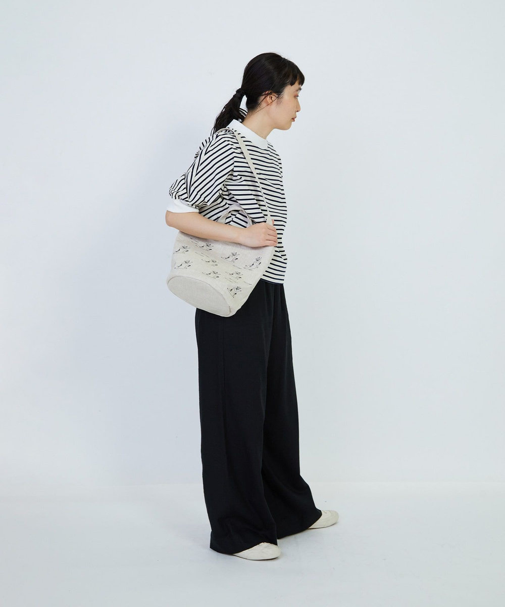 LOISIR 【アーティストコラボ】LOISIR×TORANEKOBONBONCATエンブロイダリーseauバッグ ベージュ