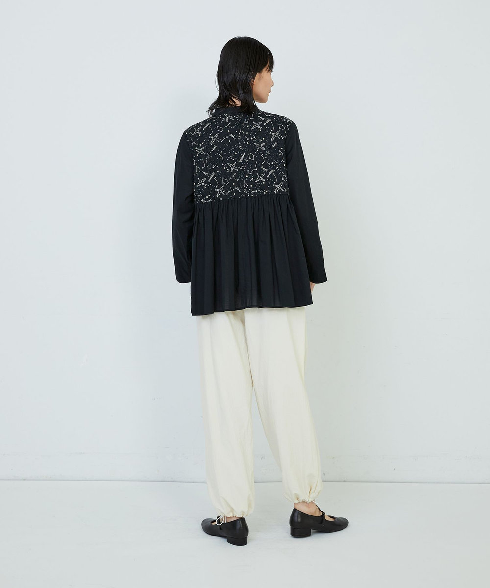 ADIEU TRISTESSE 星空プリント＆刺繍ブラウス ブラック