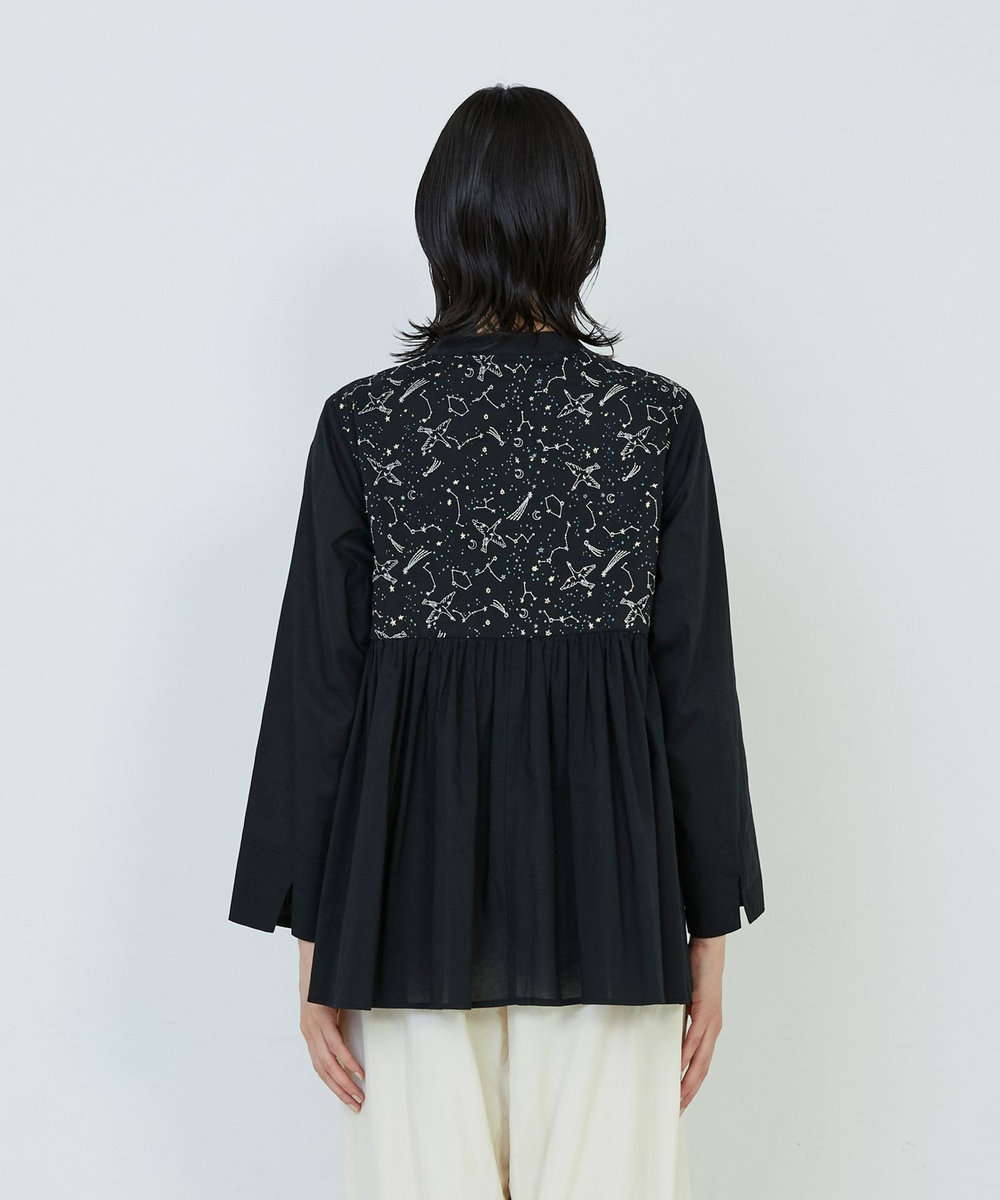 ADIEU TRISTESSE 星空プリント＆刺繍ブラウス ブラック