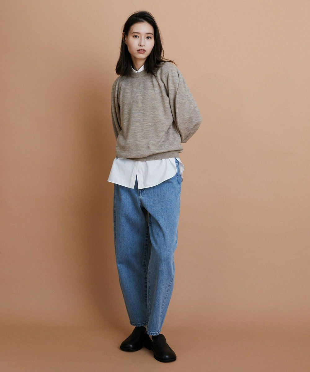 L'EQUIPE GREEN ウール梳毛ボリュームスリーブニット ベージュ