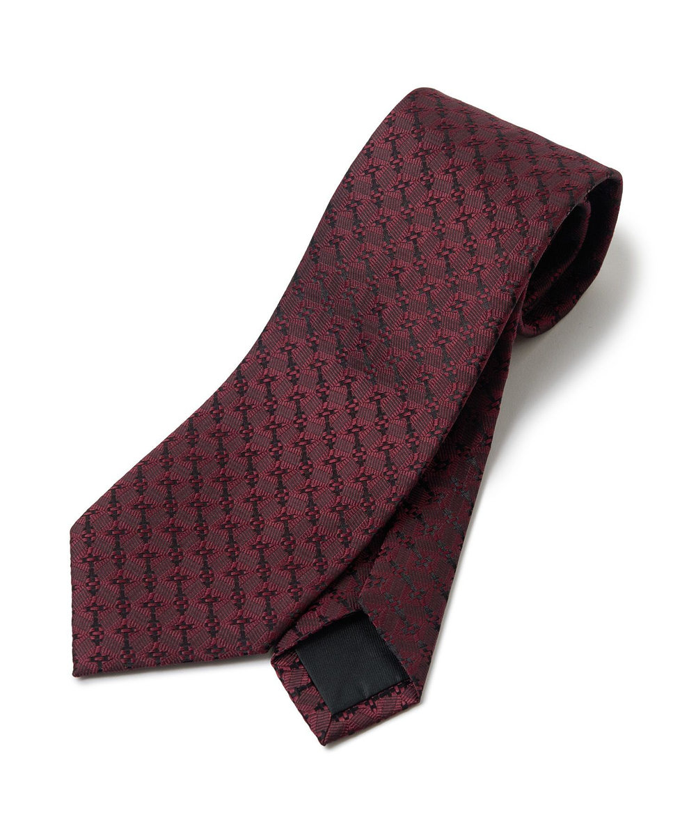 MEN'S BIGI 【TIE YOUR TIE/タイユアタイ】ジオメトリック柄ネクタイ ボルドー