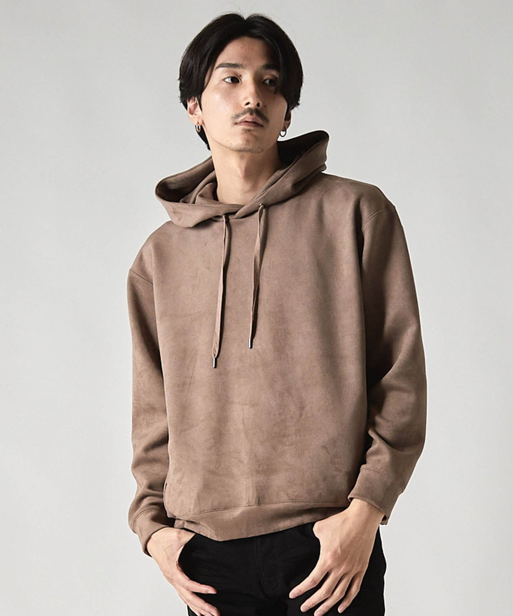 UNION STATION ＊WEB限定 フェイクスエード リラックスフィットフーディ ベージュ