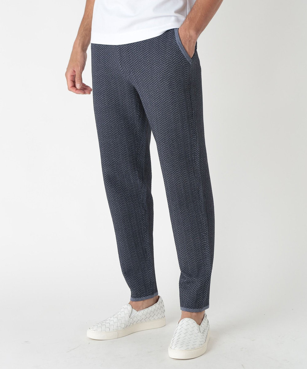 MEN'S BIGI 【ACTIVE TAILOR】ヘリンボーンニットパンツ ネイビー