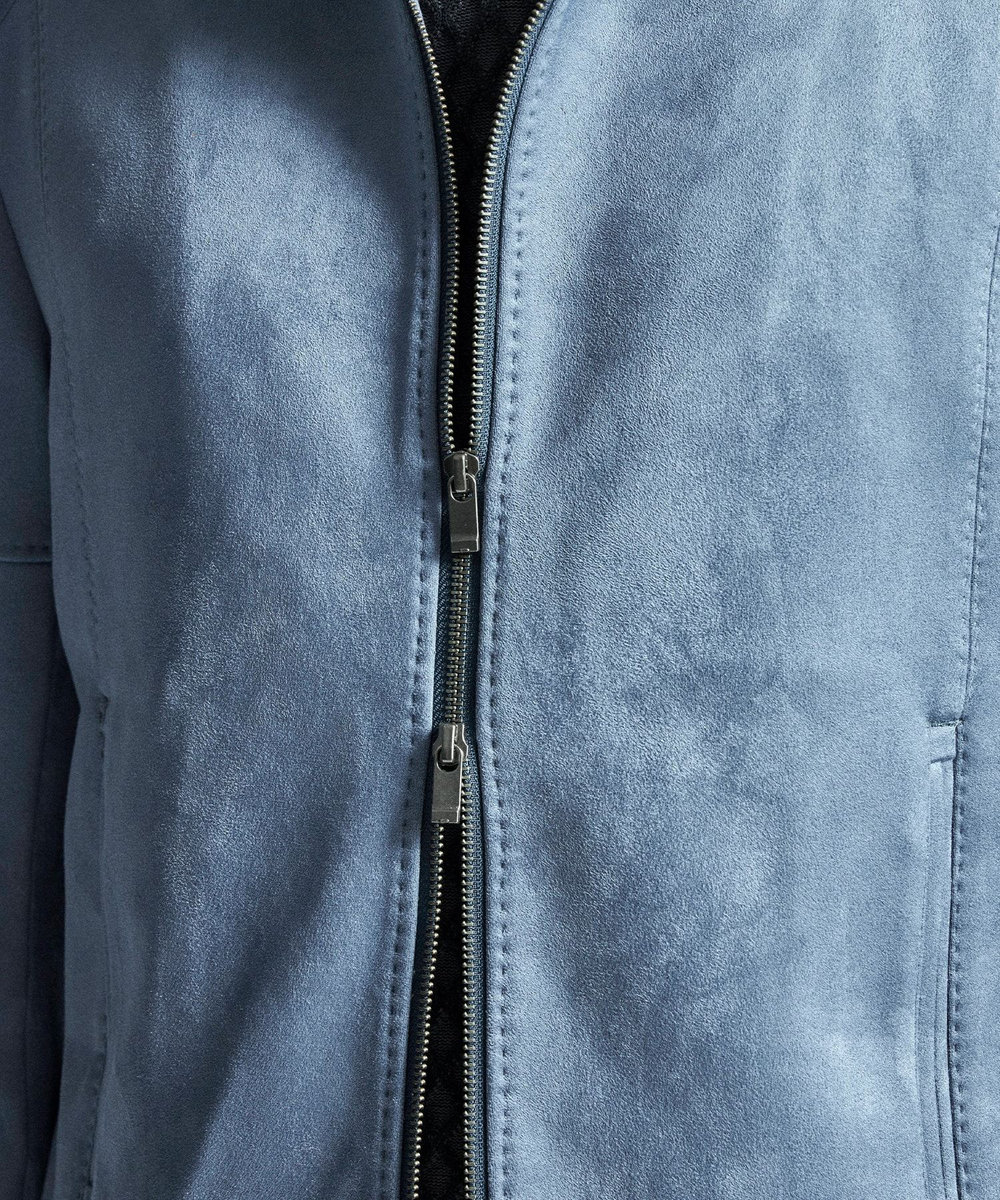 MEN'S BIGI フェイクスエードダンボール ライダースジャケット＜ストレッチ＞ ブルー