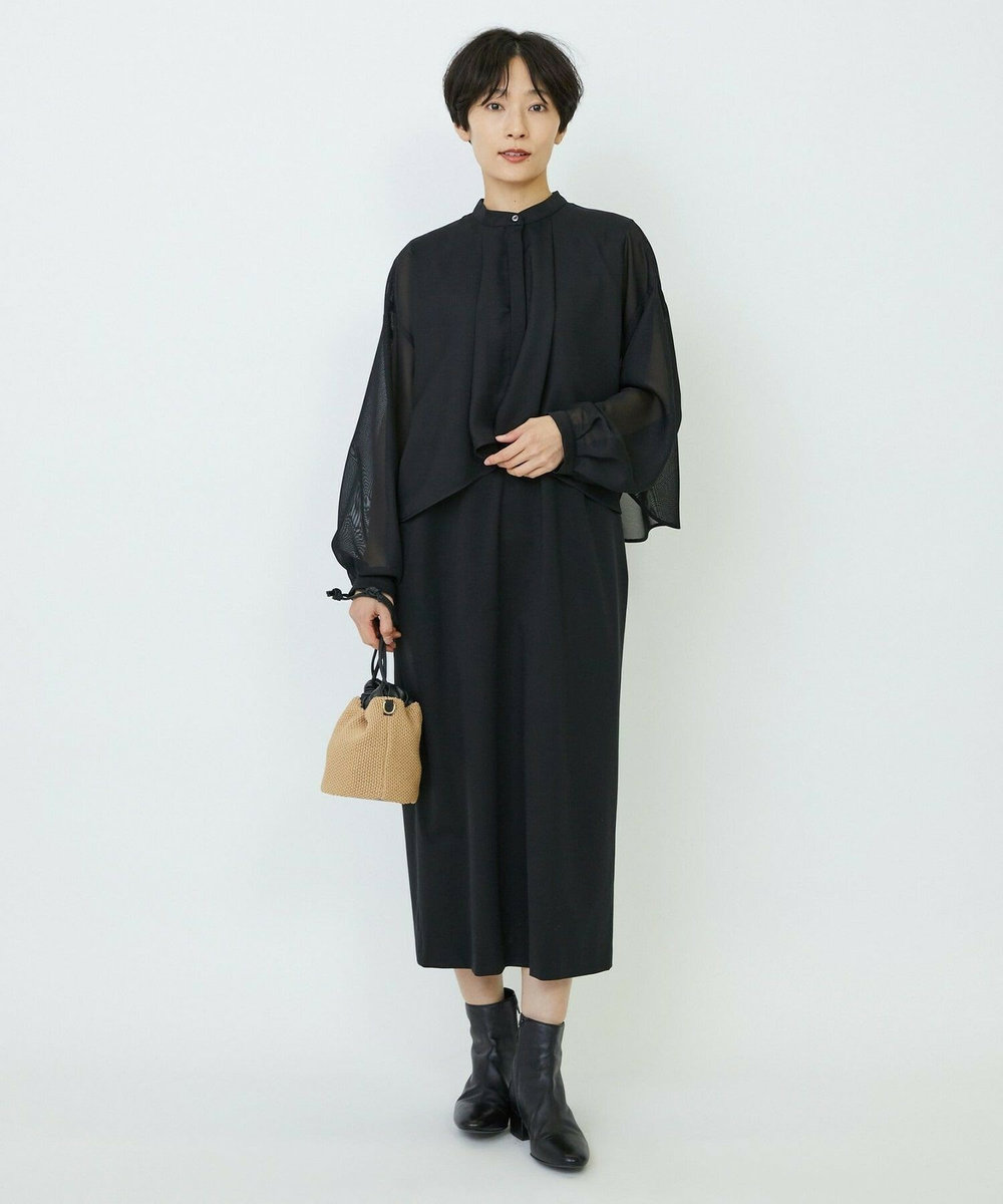 feerique feerique メッシュ×ジャージドッキングワンピース ブラック