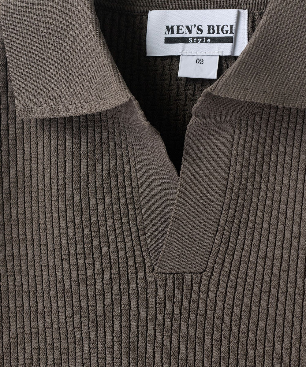 MEN'S BIGI バンブーリンクス スキッパーニットポロ ブラウン