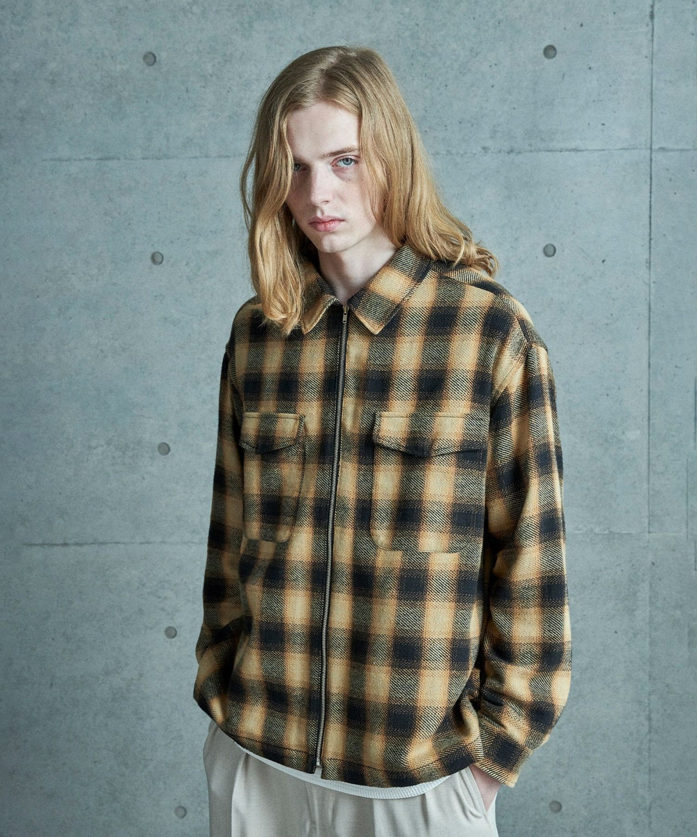 MEN'S BIGI オンブレーチェックシャツブルゾン イエロー系その他