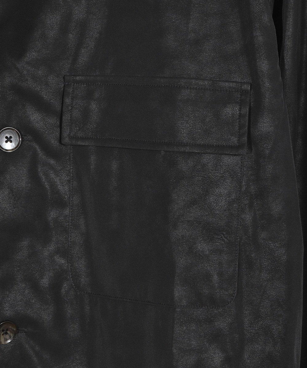 MEN'S BIGI フェイクレザーCPOシャツ ブラック