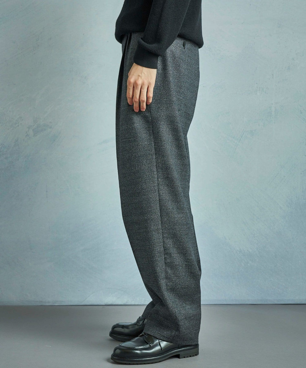 MEN'S BIGI メランジウール 2タックテーパードワイドパンツ グレー