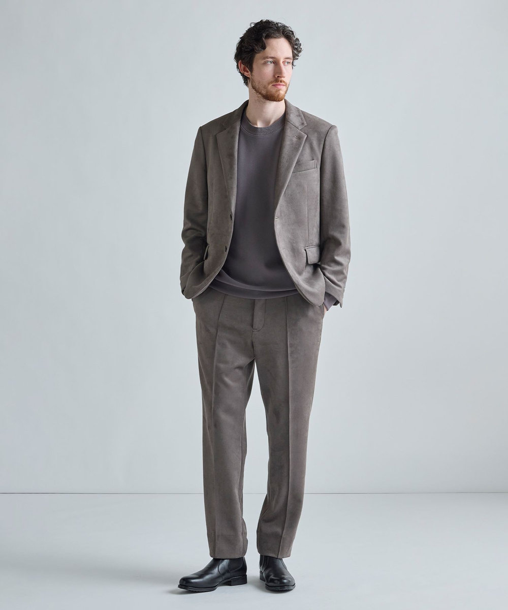 MEN'S BIGI スエードダンボール リラックスセットアップジャケット チャコールグレー
