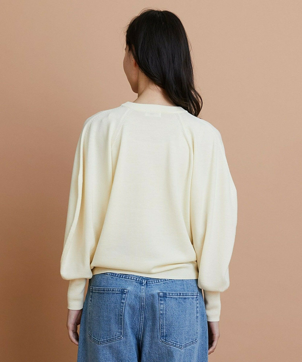 L'EQUIPE GREEN ウール梳毛ボリュームスリーブニット オフホワイト