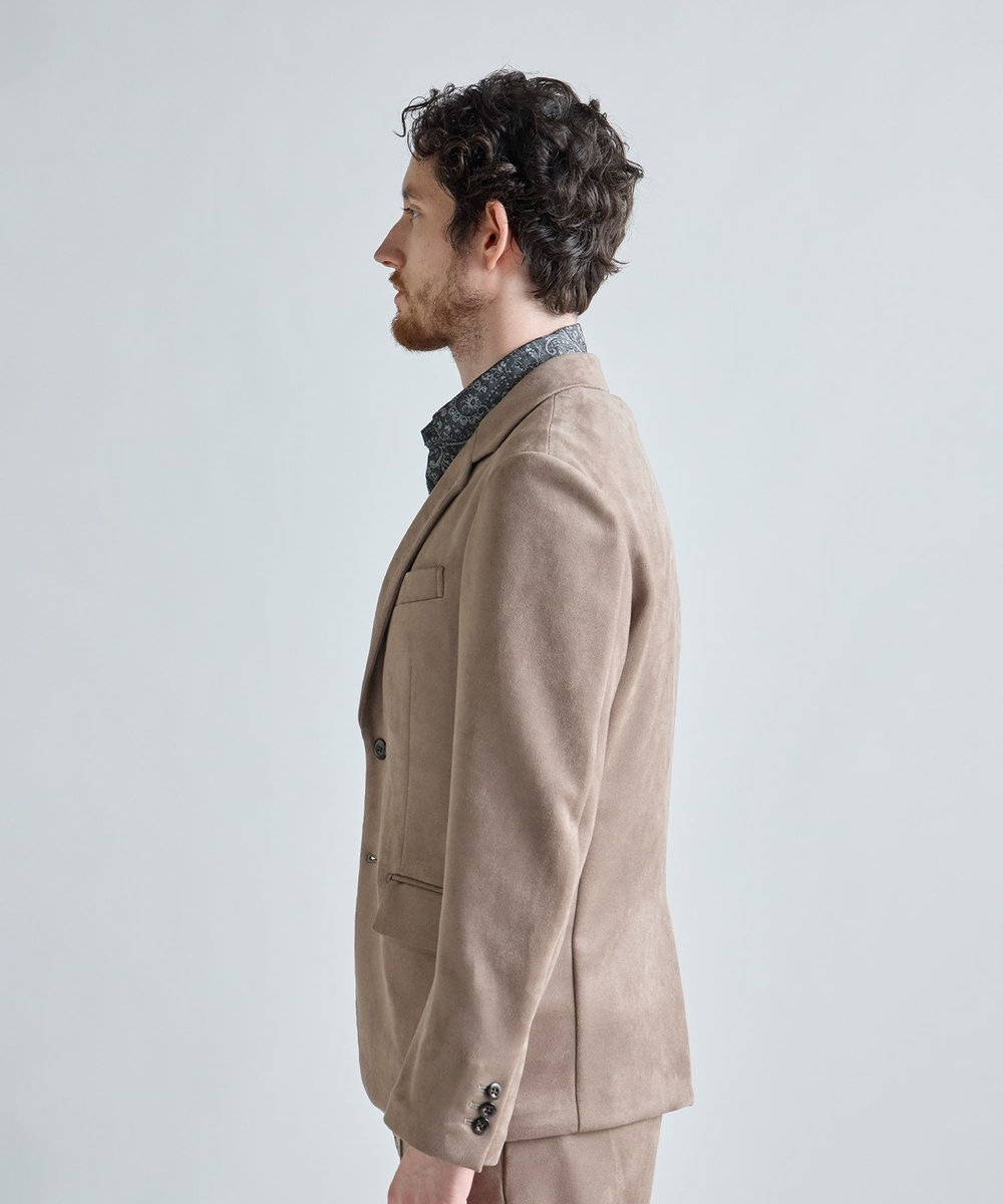 MEN'S BIGI スエードダンボール リラックスセットアップジャケット ベージュ