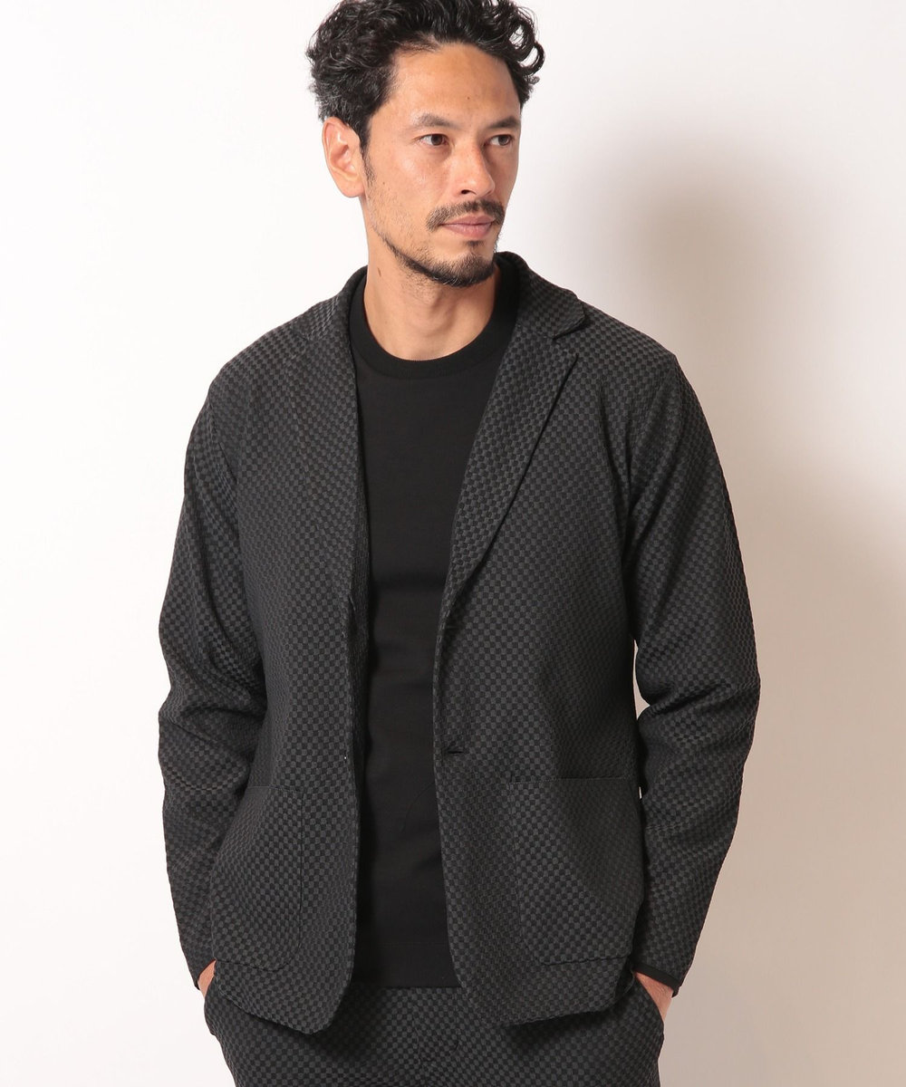 MEN'S BIGI ポリエステルエアリードッツテーラードジャケット ブラック