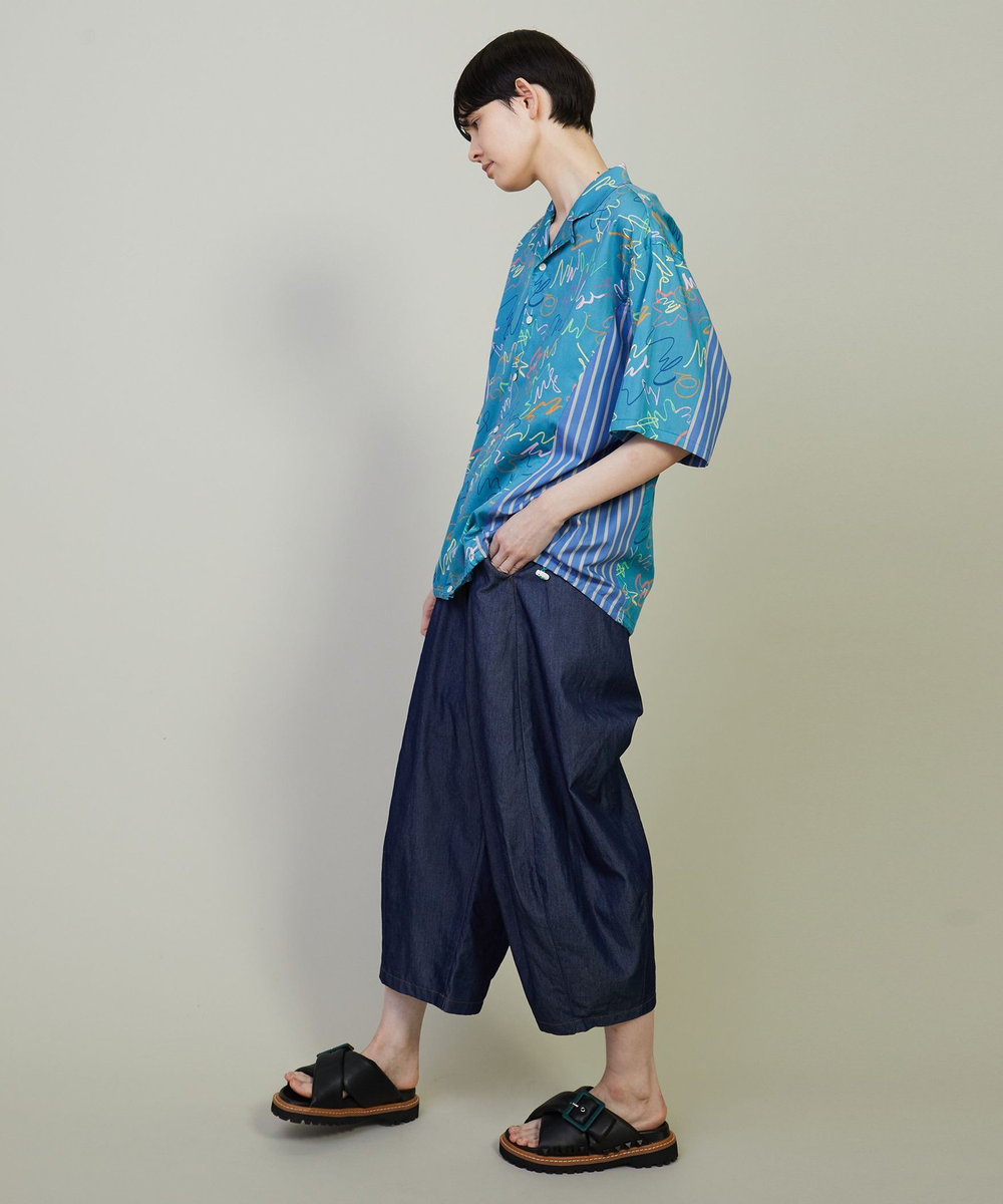 FRAPBOIS クールデニム サルエルパンツ ネイビー