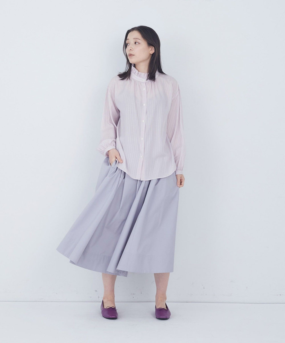 ADIEU TRISTESSE ストライプフリルブラウス ピンク系その他