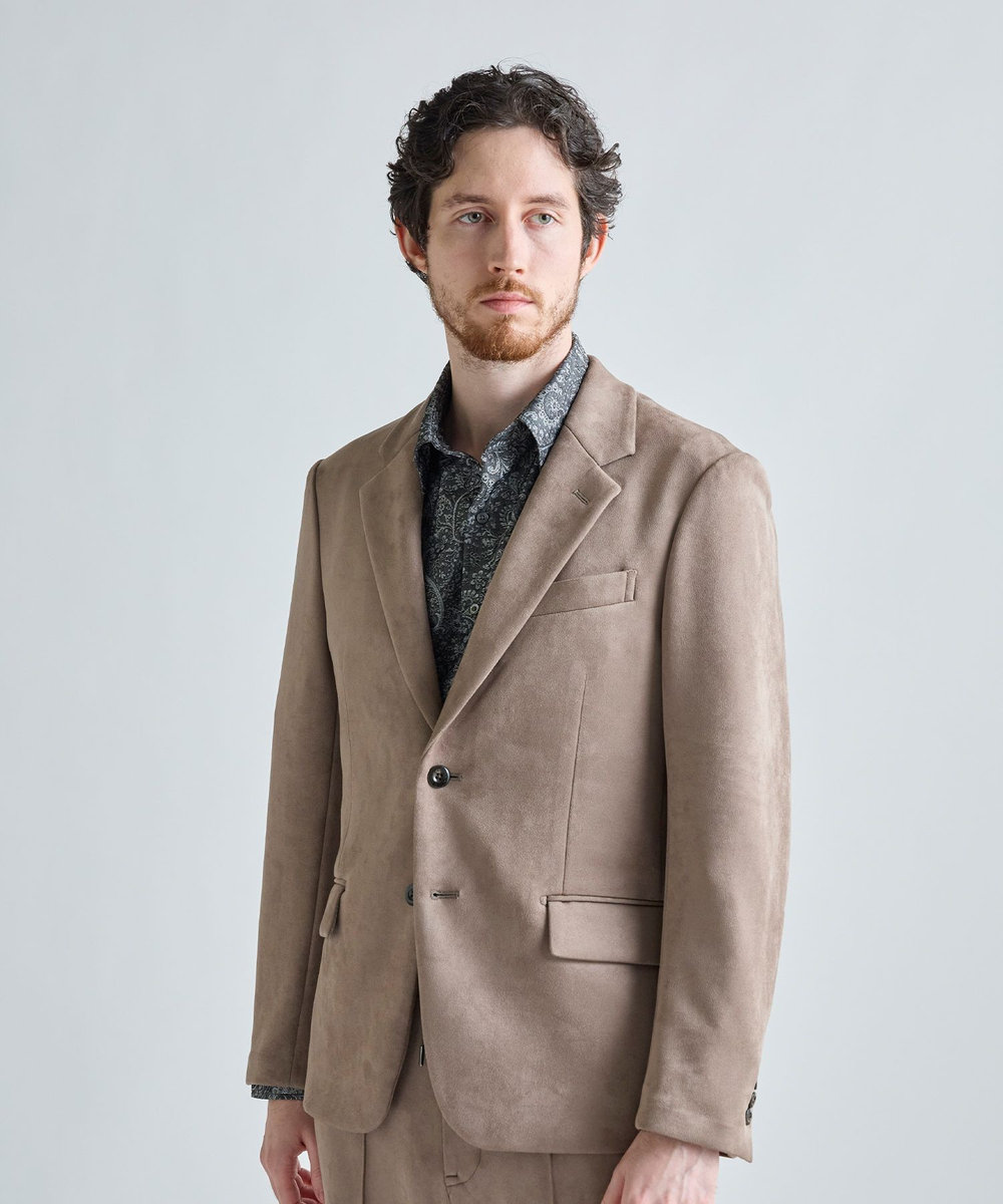 MEN'S BIGI スエードダンボール リラックスセットアップジャケット ベージュ