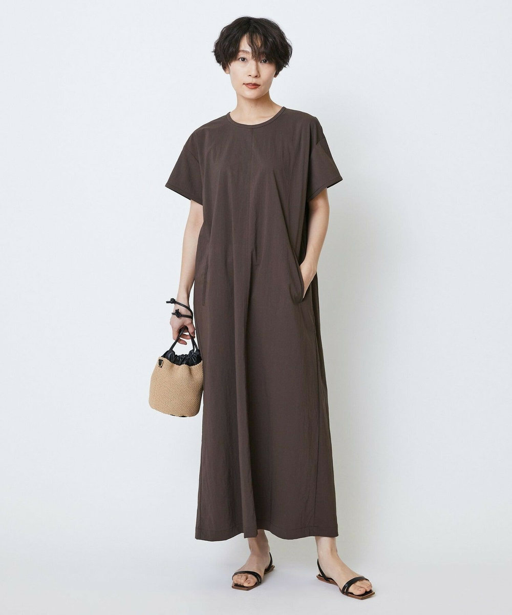 feerique feerique　ポリナイロンストレッチTシャツワンピース ブラウン