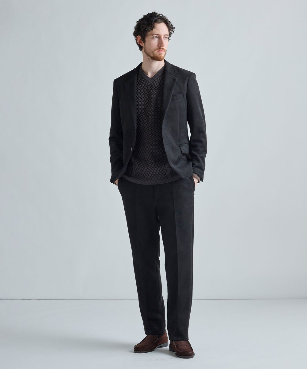 MEN'S BIGI スエードダンボール リラックスセットアップジャケット ブラック