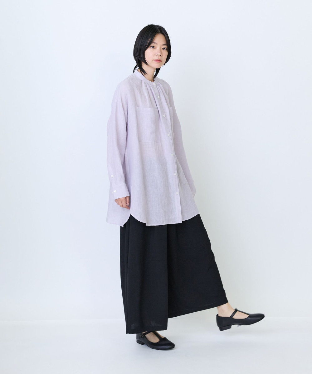 LOISIR ライトグランジリネンチュニックブラウス ラベンダー